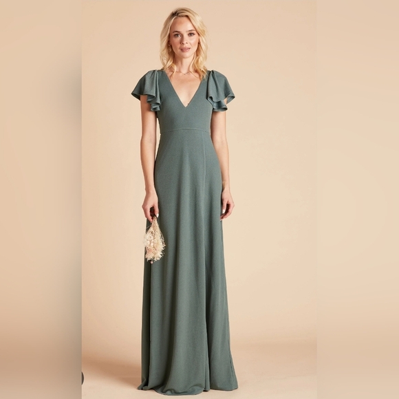 Birdy Grey Dresses & Skirts - Birdy Grey Hannah Maxi Dress Size Small Flutter Sleeve Crepe Romantic Wedding